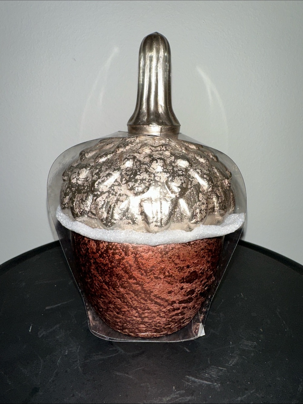 Fall thanksgiving Decorative Metallic Acorn Accent Candle - Copper and Silver